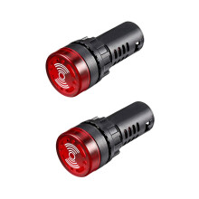 2Pcs Red Pilot Light with Buzzer AC/DC 24V, 22mm Panel Mount Flashing Alarm, for Electrical Control Panel, HVAC, DIY Projects