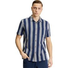 (M, Twilight Denim) Ben Sherman Mens Block Geo Jacquard Short Sleeve Shirt
