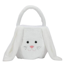 Plush Bunny Easter Buckets Easter Egg Hunting Easter Bags Kid Easter Tote Bags White