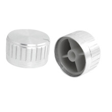 2 Pcs 1.18" x 0.67" Potentiometer Control Volume Knob Cap Silver Tone