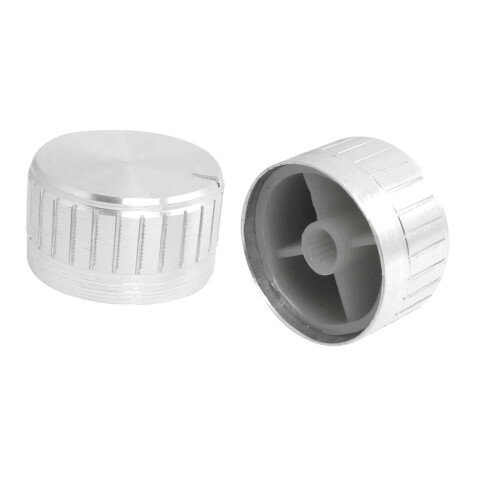 2 Pcs 1.18" x 0.67" Potentiometer Control Volume Knob Cap Silver Tone