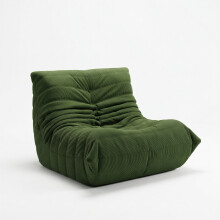 Sillón individual - Sillón tipo puf con respaldo - Sillón reclinable - Sin montaje, ergonómico - 80 x 100 x 72 cm - Tela de pana, verde