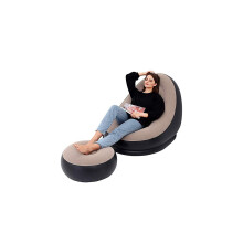 (Brown) Inflatable Lounge Chair for Adults with Footstool