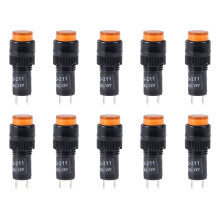 Indicator Lights DC 12V, NXD-211 Yellow Neon Bulb, Flush Panel Mount 2/5" 10mm, 10Pcs