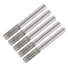 Diamond Burrs Bits Grinding Drill Carving Rotary Tool for Glass Stone Ceramic 120 Grit 1/4" Shank 6mm Cylinder 5 Pcs