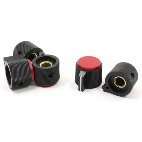 5pcs Nonslip Potentiometer Rotary Control Knobs 6mm Shaft Dia Red