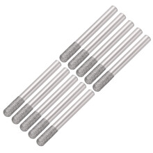 Diamond Burrs Grinding Drill Bits for Carving Rotary Tool 1/4-Inch Shank 6mm Cylindrical Ball Nose 120 Grit 10 Pcs