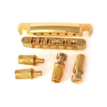 Metal Roller Saddle Bridge & Tailpiece Replacement 6 String Electric Guitar Part Golden