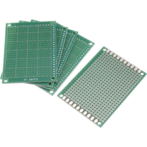 70mm x 50mm Single Side Copper Prototype PCB Circuit Board Green 5 Pcs
