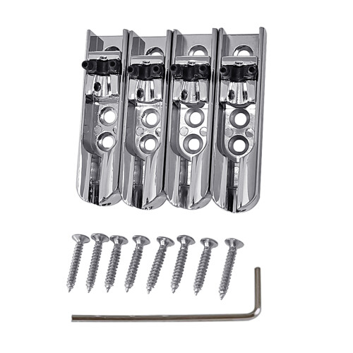 4 Pcs Single String Bass Bridge for 4 String Bass Guitar Separate Bass Bridge Silver