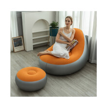 (Orange) Inflatable Lounge Chair for Adults with Footstool