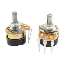 a14071400ux0689 2 Piece 500K Ohm 5 mm Knurled Shaft Rotary Switch Carbon Potentiometers, 0.91" Width, 1.46" Length