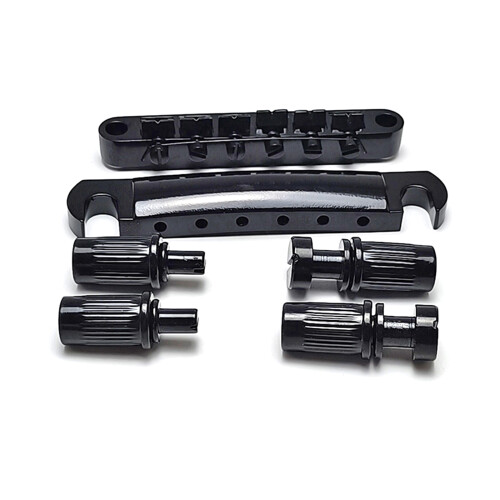 Guitar Roller Saddle Bridge and Tailpiece Electric Guitar Bridge Easy Install Black