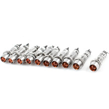 10 Pieces 7.5mm Male Thread Dia Red Indicator Signal Light DC 24V