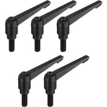 5pcs Adjustable Clamping Lever Handle M10 x 25mm Metric Black Oxide Carbon Steel Male Threaded Stud Hand Knobs Ratchet Rotating Screw Handles Bolts wi
