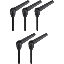 5pcs Adjustable Clamping Lever Handle M5 x 50mm Metric Black Oxide Carbon Steel Male Threaded Stud Hand Knobs Ratchet Rotating Screw Handles Bolts wit
