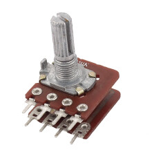 a15050900ux0477 Metal B50K Audio Dual Linear Taper Potentiometer, 8 Terminals, 50 k Ohm, 0.83" Width, 1.22" Length