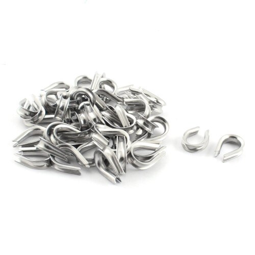 50 PCS Silver Tone Cable Thimbles for 0.16 Inch Wire Rope