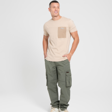 (XXL, Stone) Bench Mens Algoda Crew Neck Short Sleeve Pocket T Shirt Tee Top
