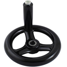 Industrial Lathe 12x125mm 3 Spoke Hand Wheel Black W Screw on Handle