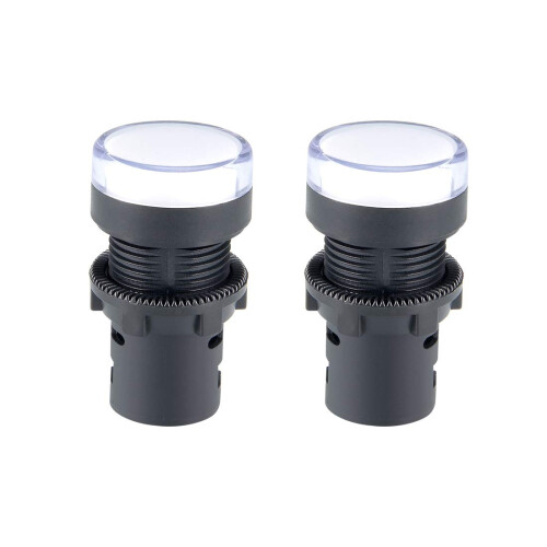 2Pcs White Indicator Light AC/DC 24V, 22mm Panel Mount, for Electrical Control Panel, HVAC, DIY Projects