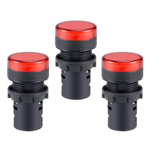 3Pcs Red Indicator Light AC/DC 12V, 22mm Panel Mount, for Electrical Control Panel, HVAC, DIY Projects