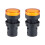 2Pcs AC/DC 110V Indicator Lights, Yellow LED, Flush Panel Mount 7/8" 22mm 1