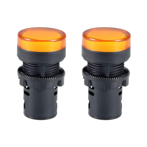 2Pcs AC/DC 110V Indicator Lights, Yellow LED, Flush Panel Mount 7/8" 22mm