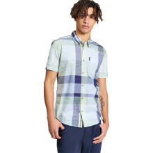 (XL, Powder Blue) Ben Sherman Mens Large Madras Check Short Sleeve Shirt