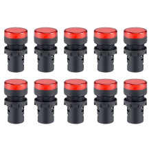 10Pcs Red Indicator Light AC/DC 24V, 22mm Panel Mount, for Electrical Control Panel, HVAC, DIY Projects