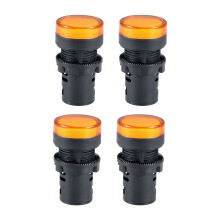 4Pcs Yellow Indicator Light AC/DC 110V, 22mm Panel Mount, for Electrical Control Panel, HVAC, DIY Projects