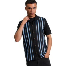 (2XL, Black) Ben Sherman Mens Button Through Stripe Short Sleeve Polo Shirt