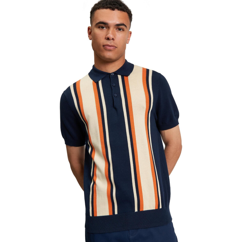 Ben Sherman Mens Knit Vertical Stripe Polo Shirt - Image 2