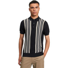 (M, Black) Ben Sherman Mens Placement Stripe Short Sleeve Polo Shirt