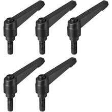 5pcs Adjustable Clamping Lever Handle M8 x 16mm Metric Black Oxide Carbon Steel Male Threaded Stud Hand Knobs Ratchet Rotating Screw Handles Bolts wit