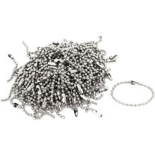 Stainless Steel 10cm Length 2.4mm Beaded Ball Chain 100Pcs Silver Tone
