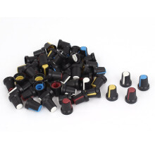 Knurled Shaft 6mm Hole Potentiometer Volume Control Knob Cap 60 Pcs