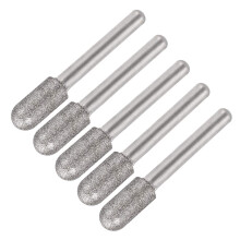 Diamond Burrs Bits Grinding Drill Carving Rotary Tool for Glass Stone Ceramic 120 Grit 1/4" Shank 10mm Cylinder Ball Nose 5 Pcs