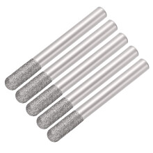 Diamond Burrs Bits Grinding Drill Carving Rotary Tool for Glass Stone Ceramic 120 Grit 1/4" Shank 6mm Cylinder Ball Nose 5 Pcs