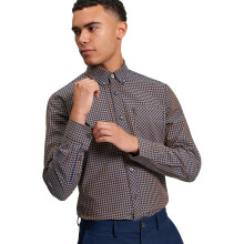 (L, Bronze) Ben Sherman Mens Signature Gingham Long Sleeve Shirt