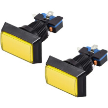 Game Push Button 49x33 Rectangle 12V LED Illuminated Push Button Switch with Micro Switch for Arcade Video Games Yellow 2pcs