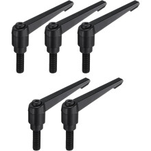 5pcs Adjustable Clamping Lever Handle M10 x 30mm Metric Black Oxide Carbon Steel Male Threaded Stud Hand Knobs Ratchet Rotating Screw Handles Bolts wi