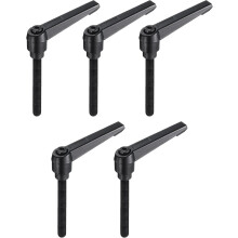 5pcs Adjustable Clamping Lever Handle M8 x 70mm Metric Black Oxide Carbon Steel Male Threaded Stud Hand Knobs Ratchet Rotating Screw Handles Bolts wit