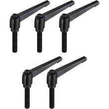5pcs Adjustable Clamping Lever Handle M12 x 60mm Metric Black Oxide Carbon Steel Male Threaded Stud Hand Knobs Ratchet Rotating Screw Handles Bolts wi