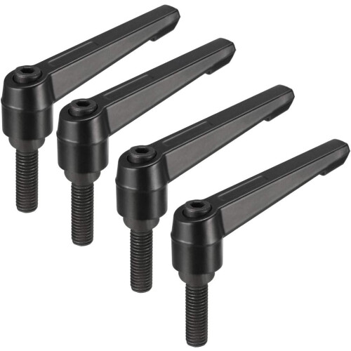 M10 x 30mm Handle Adjustable Clamping Lever Thread Push Button Ratchet Male Threaded Stud Knobs Locking Rotating Screw Handles Quick Release Bolt Blac