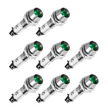 Indicator Light DC 24V, Green, Metal Shell Panel Mount 5/16" 8mm 8Pcs