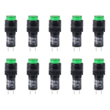 Indicator Lights DC 12V, NXD-211 Green Neon Bulb, Flush Panel Mount 2/5" 10mm, 10Pcs