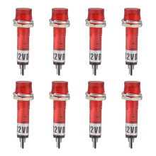 Signal Indicator Dash Light DC 12V,LED Bulbs XD7-1 Red, 7mm 9/32" Panel Mount 8Pcs
