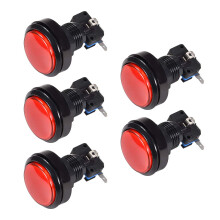 Game Push Button 46mm Round 12V LED Illuminated Push Button Switch with Micro Switch for Arcade Video Games Red 5pcs