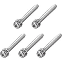 M5 x 50mm Stainless Steel Phillips Pan Head Machine Screws Bolts Combine with Spring Washer and Plain Washers 5pcs